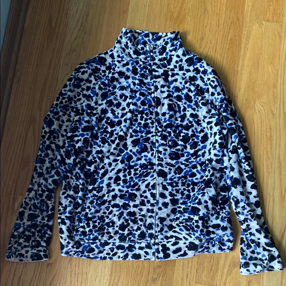 Laura Ashley Black and Blue Patterned Fleece